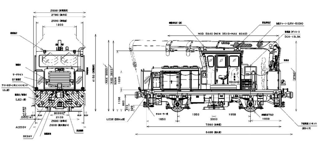 20-ton track motor car with a crane for track maintenance