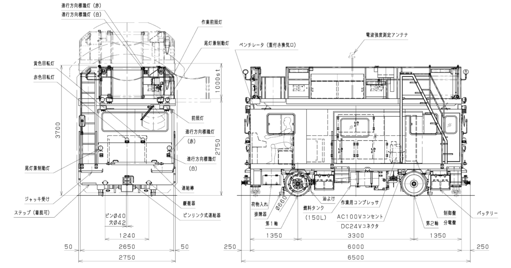 Overhead line inspection vehicle with a work platform